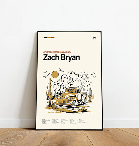 Zach Bryan American Heartbreak - Dinos Poster